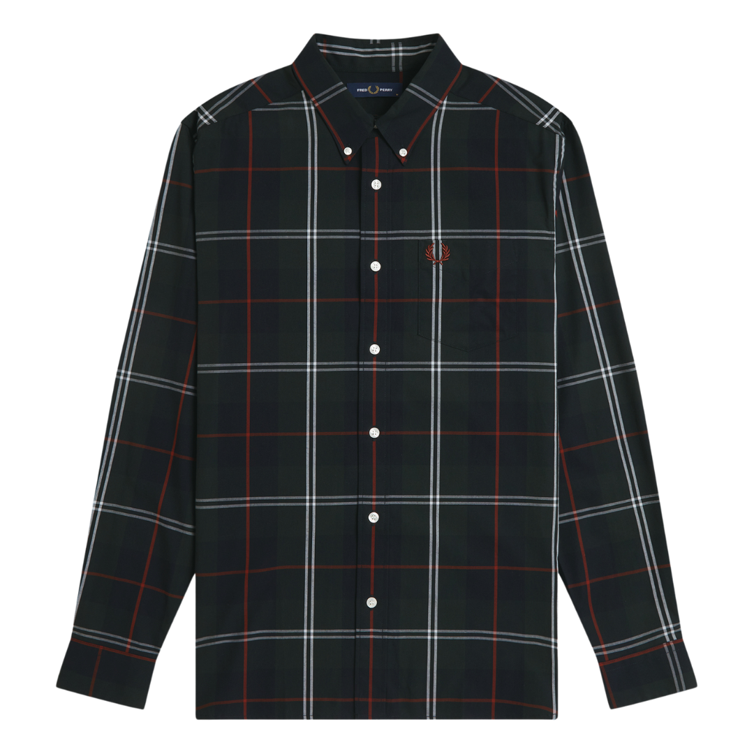 Fred Perry Poplin Tartan Shirt in Night Green