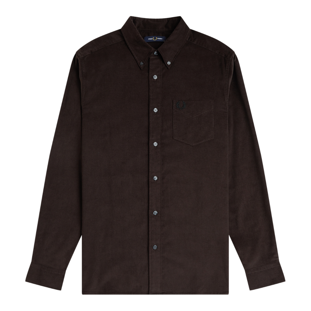 Fred Perry Needle Cord Shirt in Rich Brown