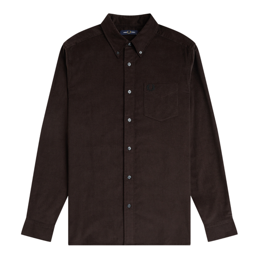 Fred Perry Needle Cord Shirt in Rich Brown