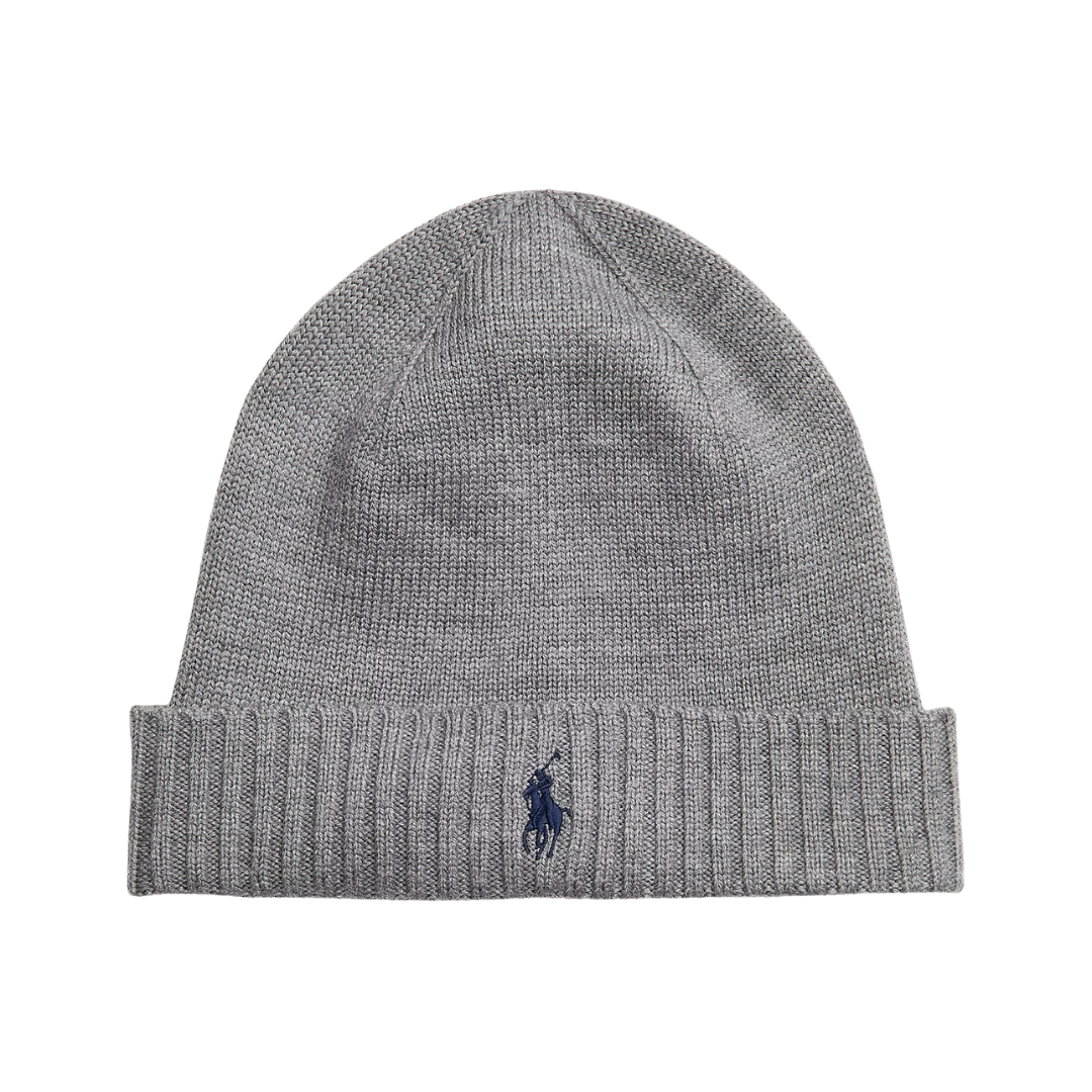 Ralph Lauren Fold Over Beanie Hat in Fawn Grey Heather