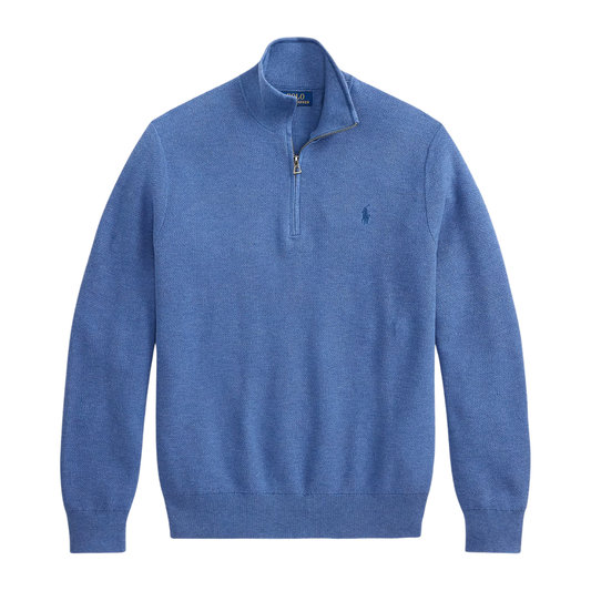 Ralph Lauren Quarter Zip Jumper in Blue Borage Heather