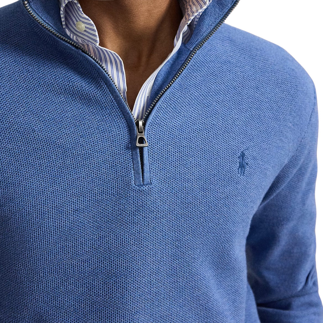 Ralph Lauren Quarter Zip Jumper in Blue Borage Heather