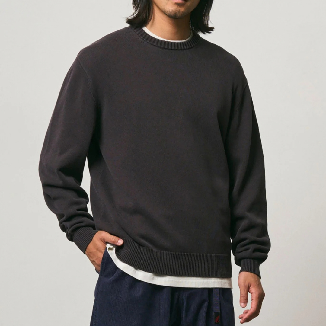 Gramicci Cotton Knit Crew Jumper in Charcoal