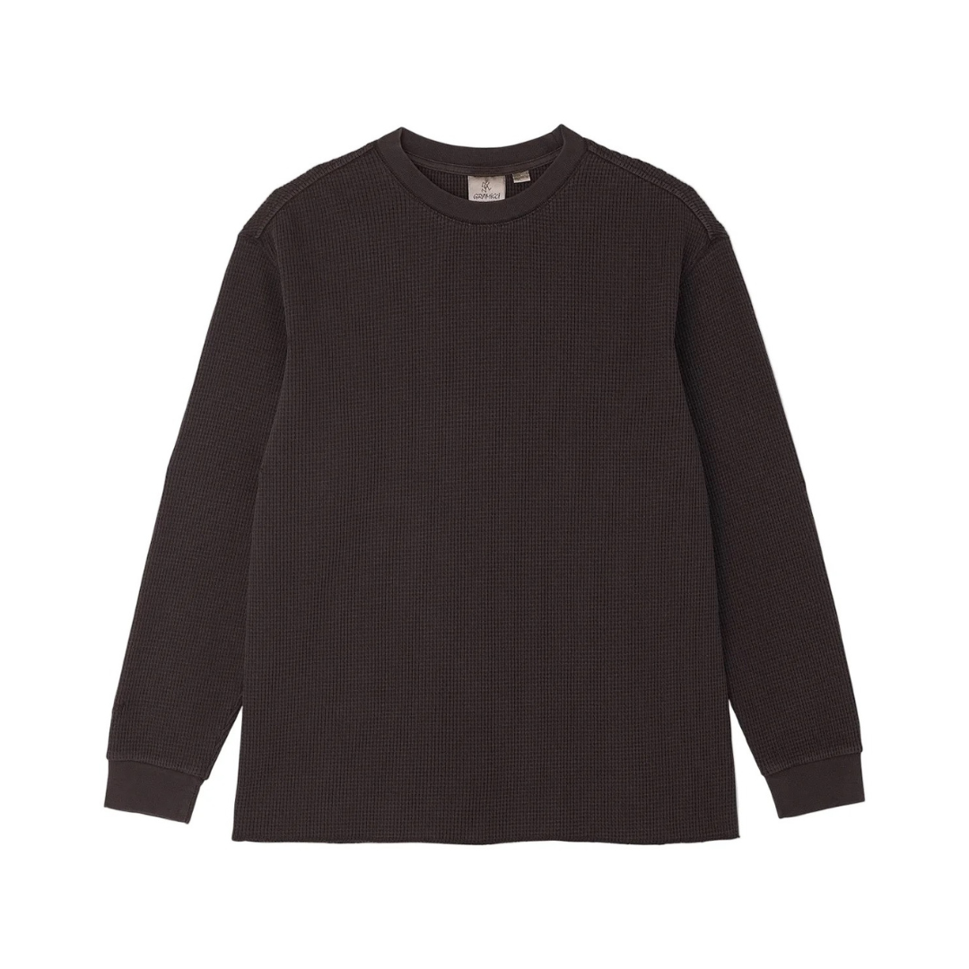 Gramicci Waffle Crew Long Sleeve T-Shirt in Fossil Pigment