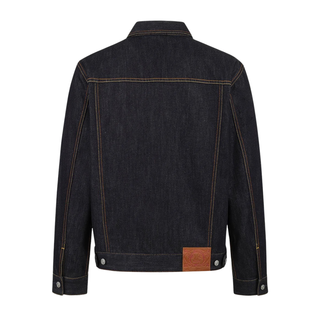 Evisu Ecru Seagull Denim Jacket in Raw Indigo