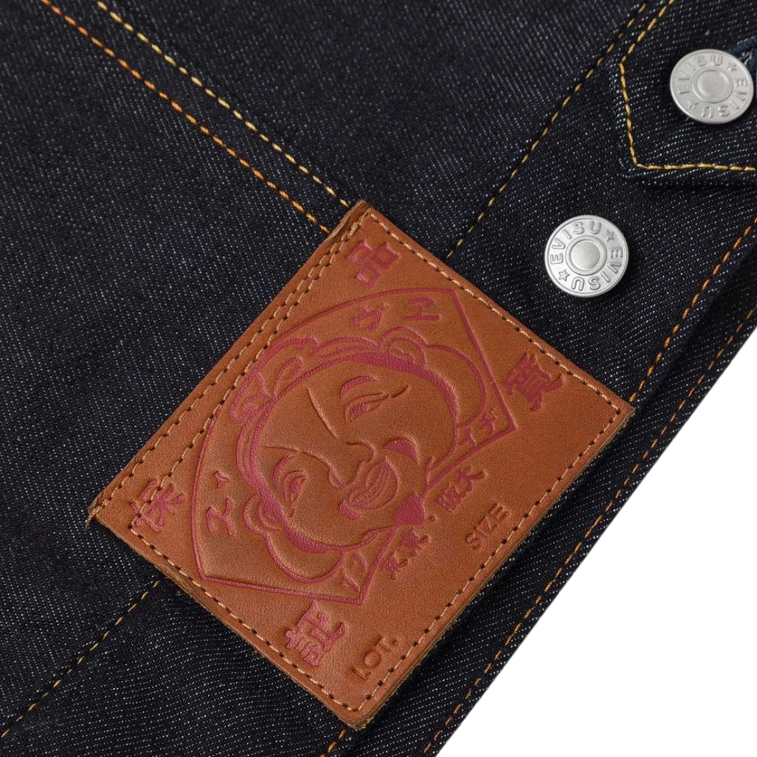 Evisu Ecru Seagull Denim Jacket in Raw Indigo