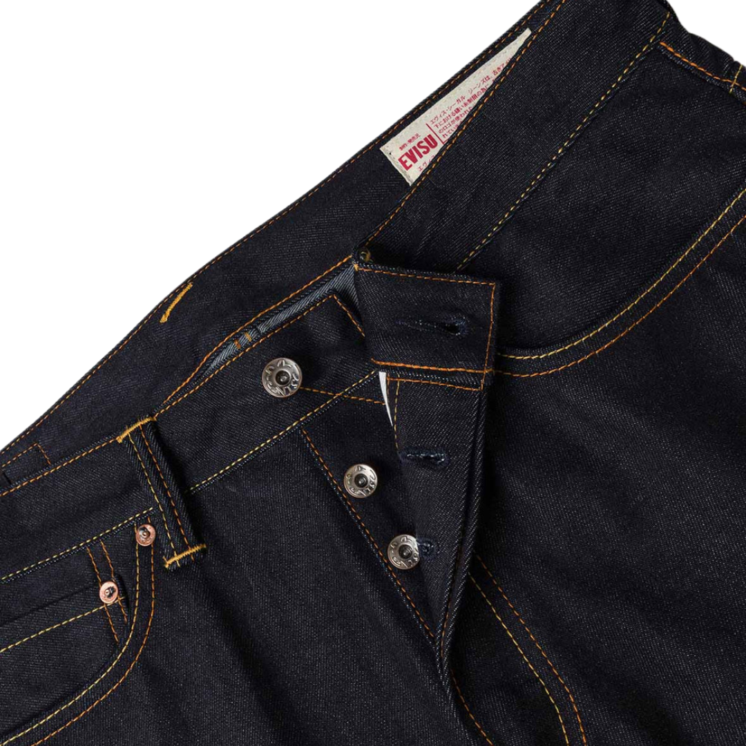 Evisu White Seagull Regular Fit Jeans in Raw Indigo