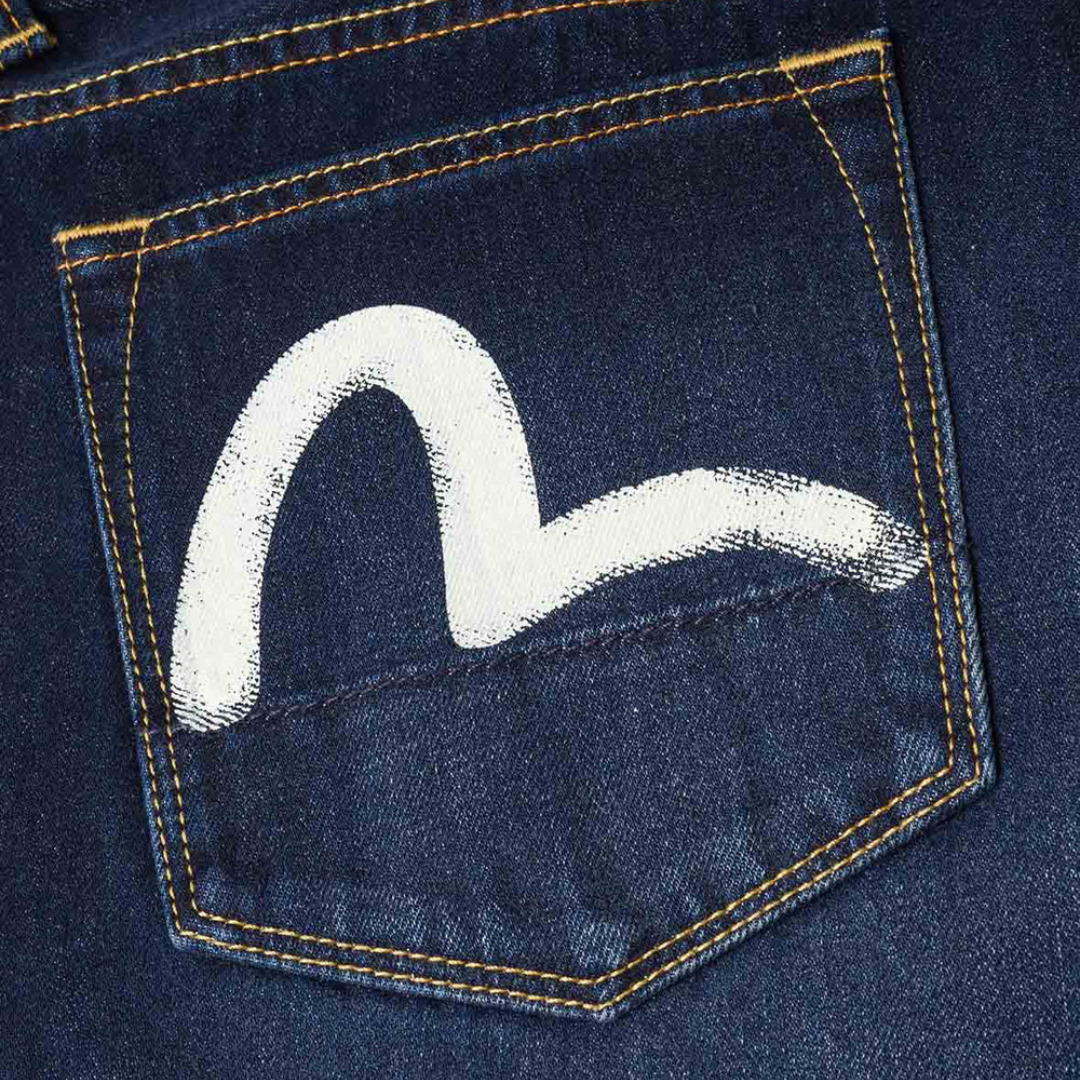 Evisu Ecru Seagull Regular Fit Jeans in Raw Indigo