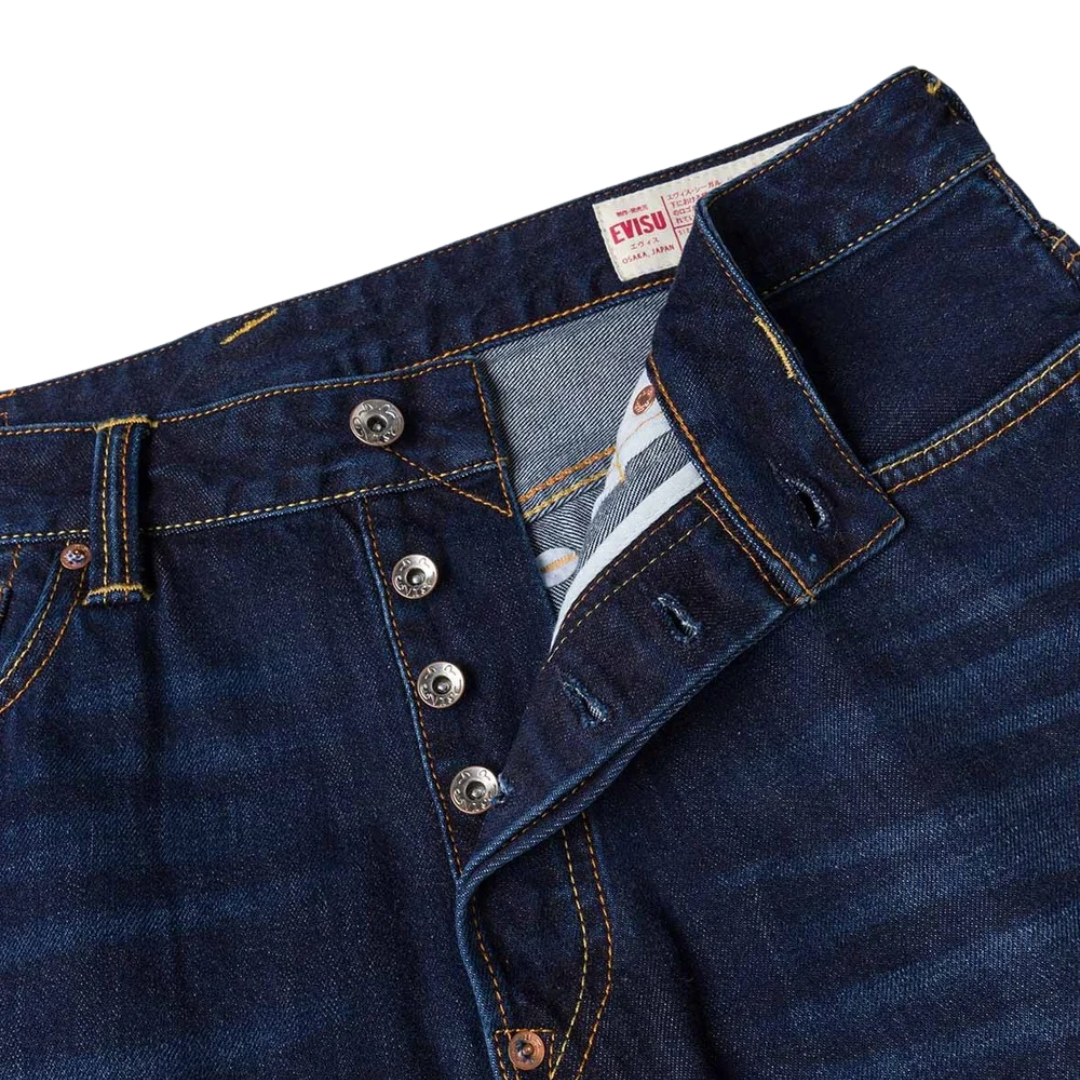 Evisu Ecru Seagull Regular Fit Jeans in Raw Indigo