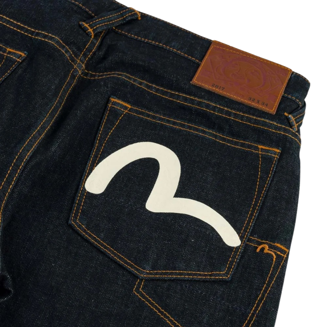 Evisu Seagull Printed Selvedge Jeans in Raw Indigo