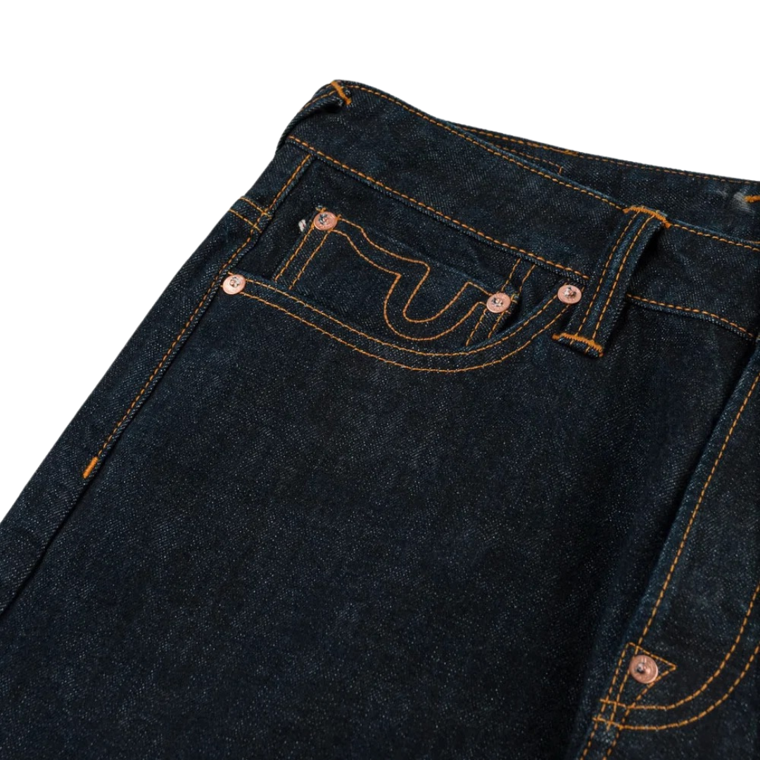 Evisu Seagull Printed Selvedge Jeans in Raw Indigo