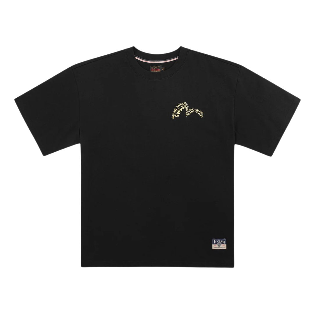 Evisu Gold Print Studded T-Shirt in Black