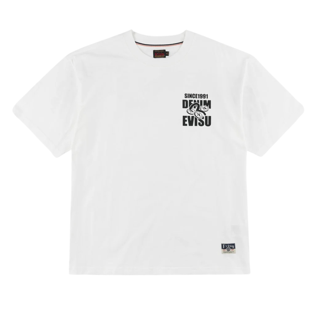 Evisu Multi Badge Daicock T-Shirt in Off White
