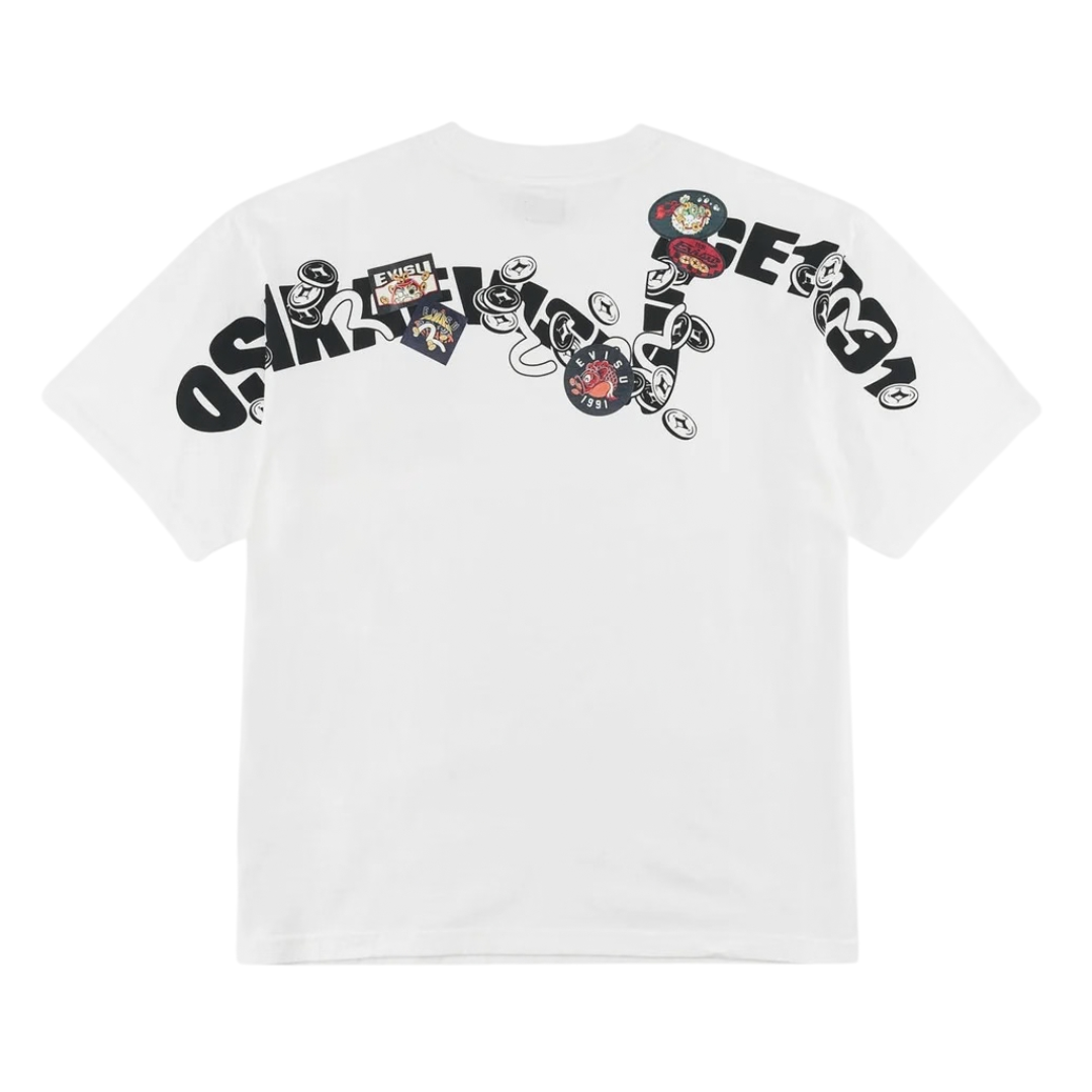 Evisu Multi Badge Daicock T-Shirt in Off White
