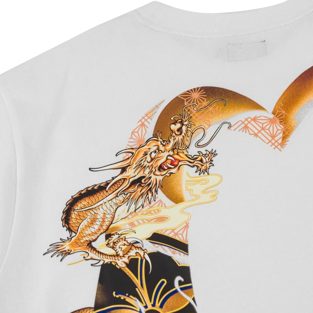 Evisu Flying Dragon Daicock T-Shirt in Off White