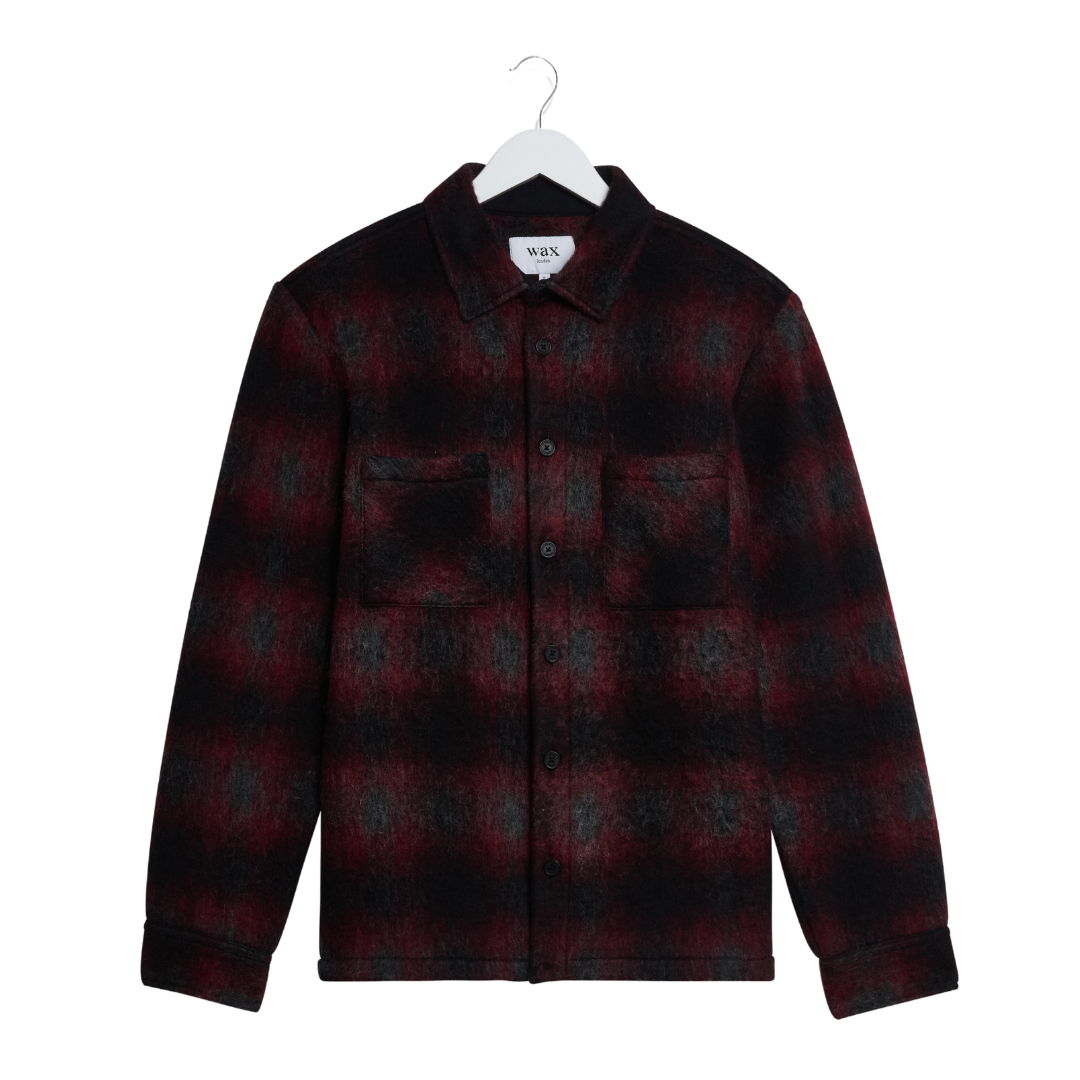 Wax London Whiting Overshirt in Red & Black
