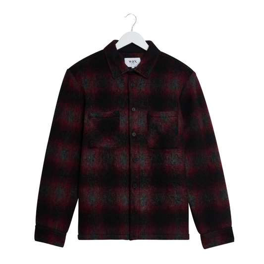 Wax London Whiting Overshirt in Red & Black