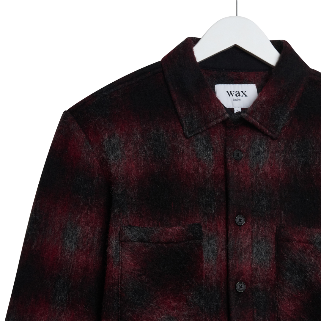 Wax London Whiting Overshirt in Red & Black