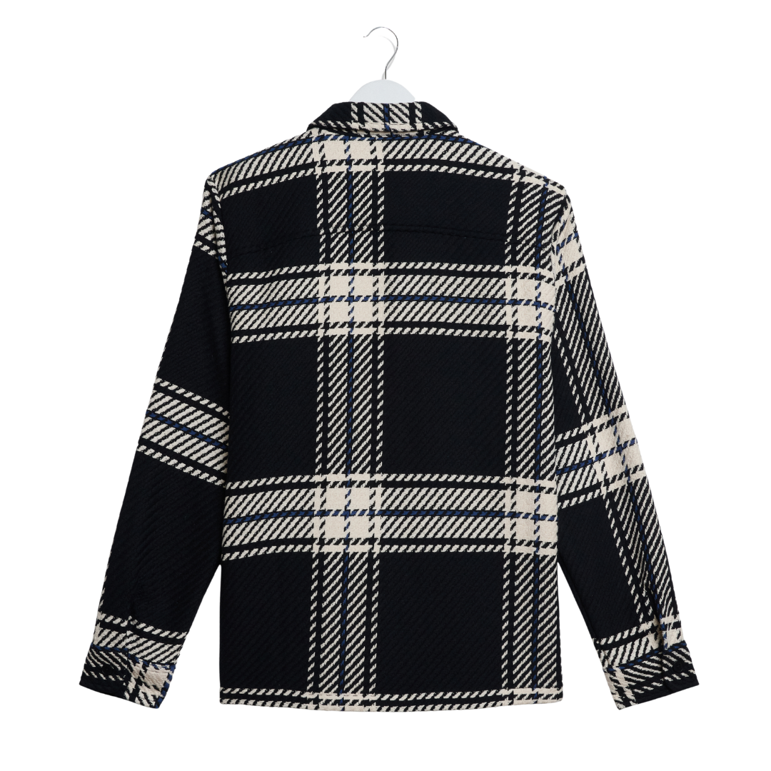 Wax London Whiting Overshirt in Black & Ecru
