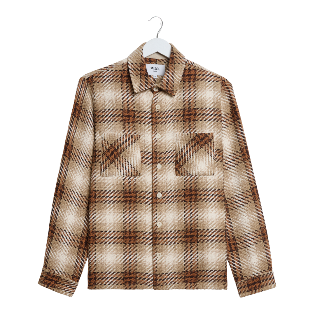 Wax London Whiting Overshirt in Natural & Ecru
