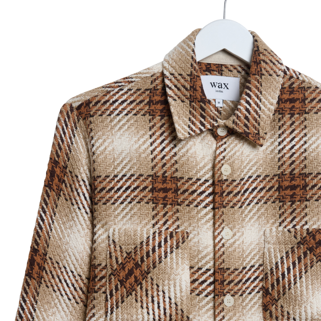 Wax London Whiting Overshirt in Natural & Ecru