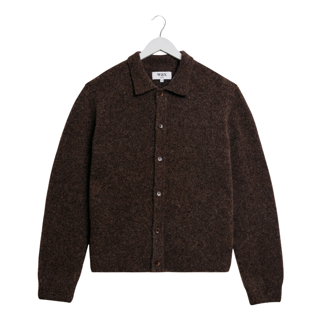 Wax London Tristan Long Sleeve Knitted Top in Chocolate