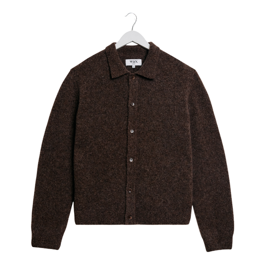 Wax London Tristan Long Sleeve Knitted Top in Chocolate