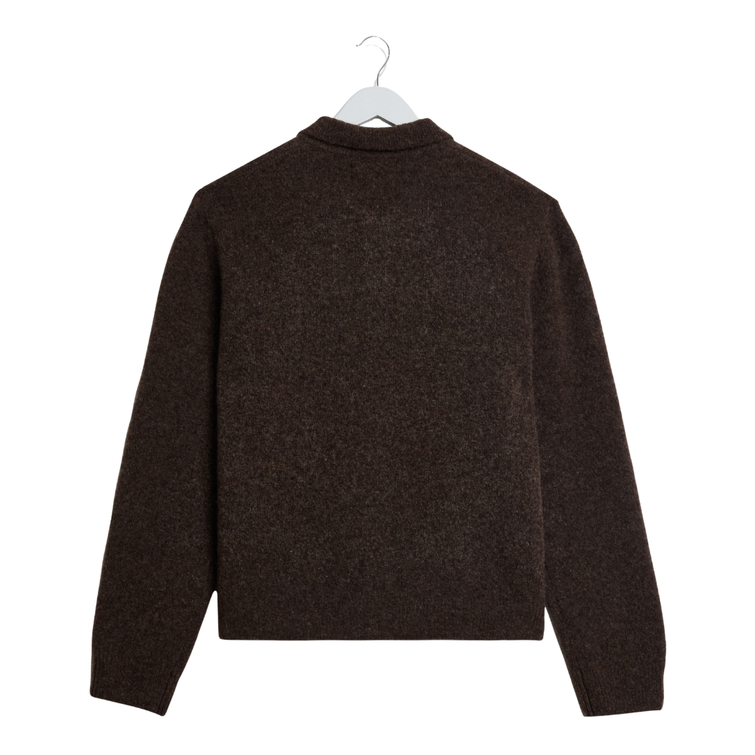 Wax London Tristan Long Sleeve Knitted Top in Chocolate