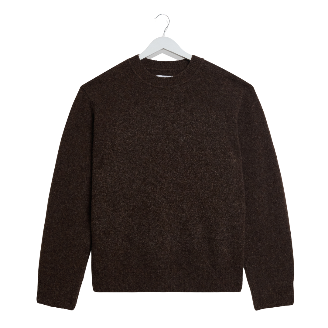 Wax London Wilde Crew Knitted Jumper in Chocolate Brown