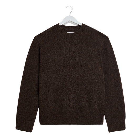 Wax London Wilde Crew Knitted Jumper in Chocolate Brown