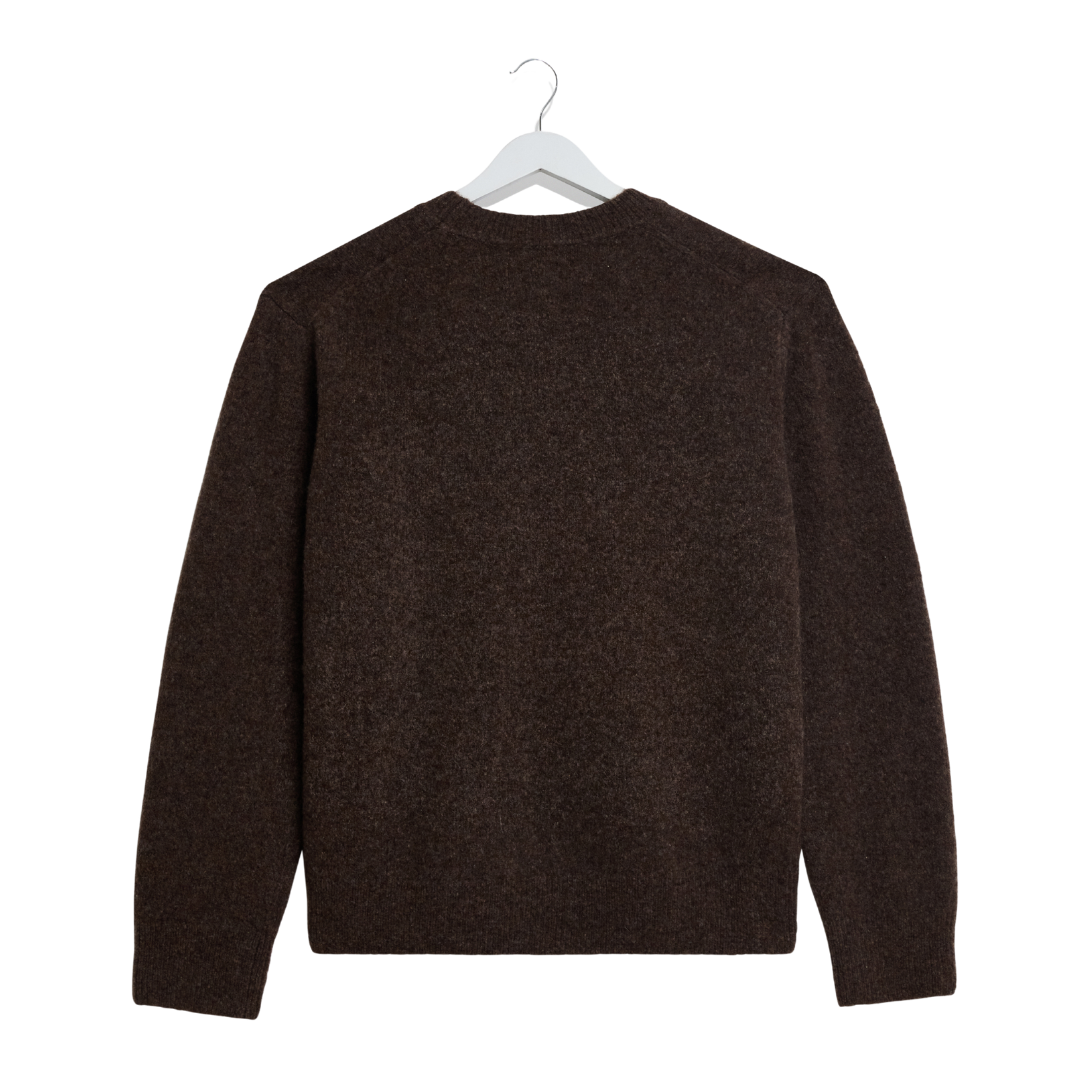 Wax London Wilde Crew Knitted Jumper in Chocolate Brown