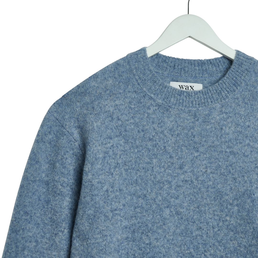 Wax London Wilde Crew Knitted Jumper in Pale Blue