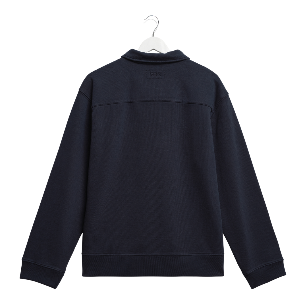 Wax London Reeve Quarter Zip Sweatshirt in Washed Navy