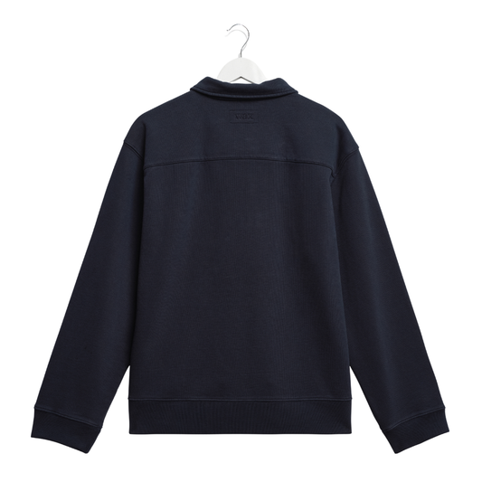 Wax London Reeve Quarter Zip Sweatshirt in Washed Navy