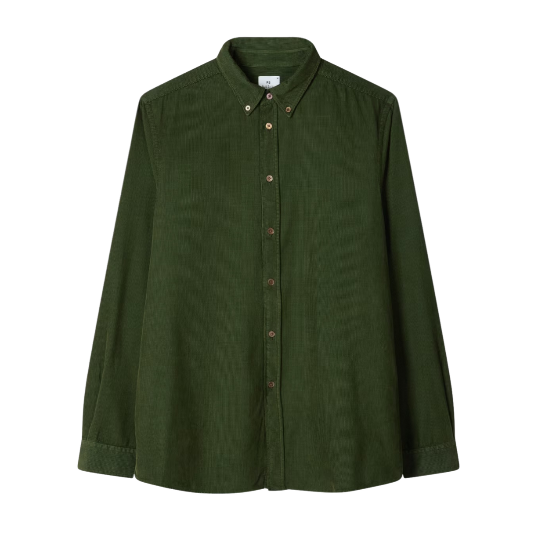 Paul Smith Corduroy Regular Fit Shirt in Bottle Green