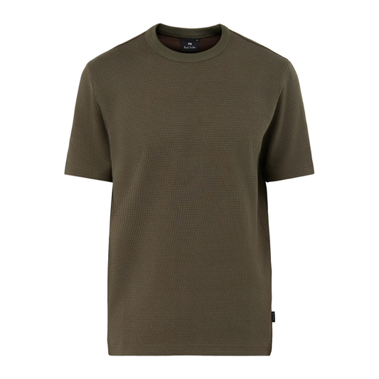 Paul Smith Waffle Cotton Regular Fit T-Shirt in Green
