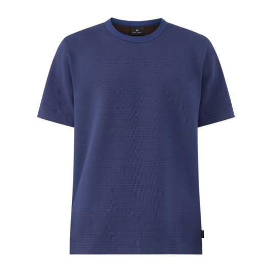 Paul Smith Waffle Cotton Regular Fit T-Shirt in Indigo