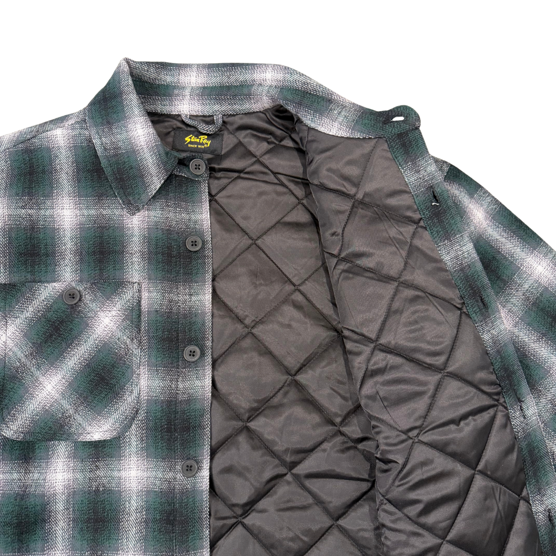 Stan Ray Quilted Plaid Overshirt in Green