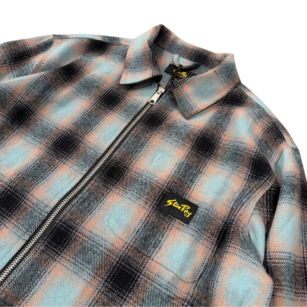 Stan Ray Zip Up Shirt in Blue & Pink