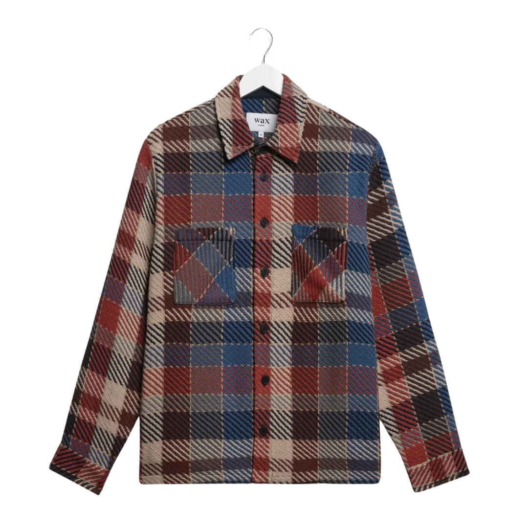 Wax London Whiting Overshirt in Rust & Multi