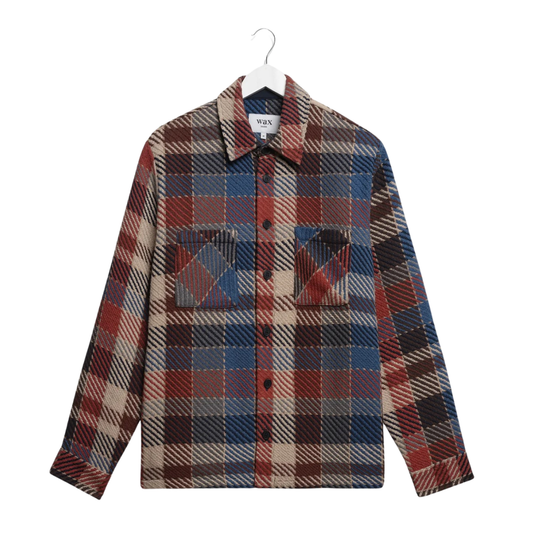 Wax London Whiting Overshirt in Rust & Multi