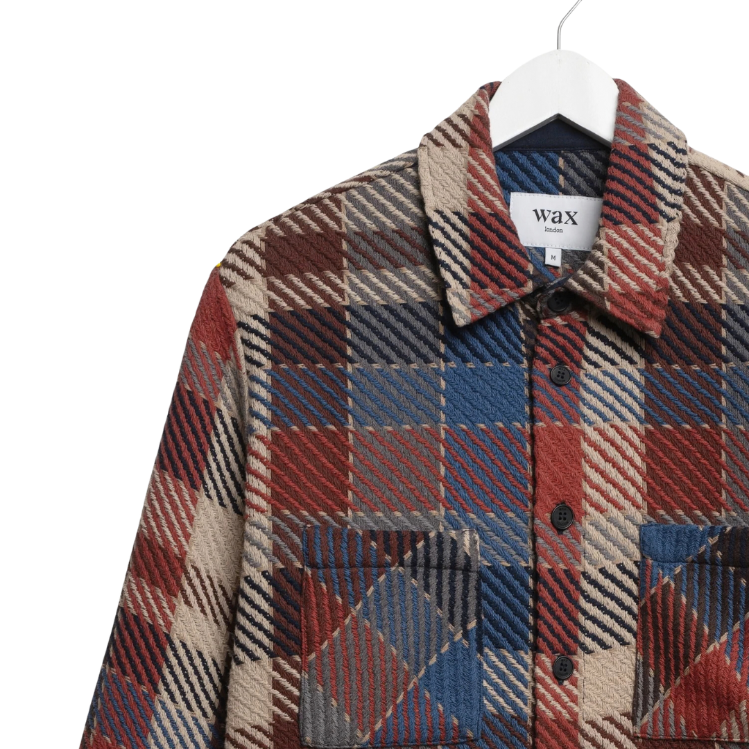 Wax London Whiting Overshirt in Rust & Multi