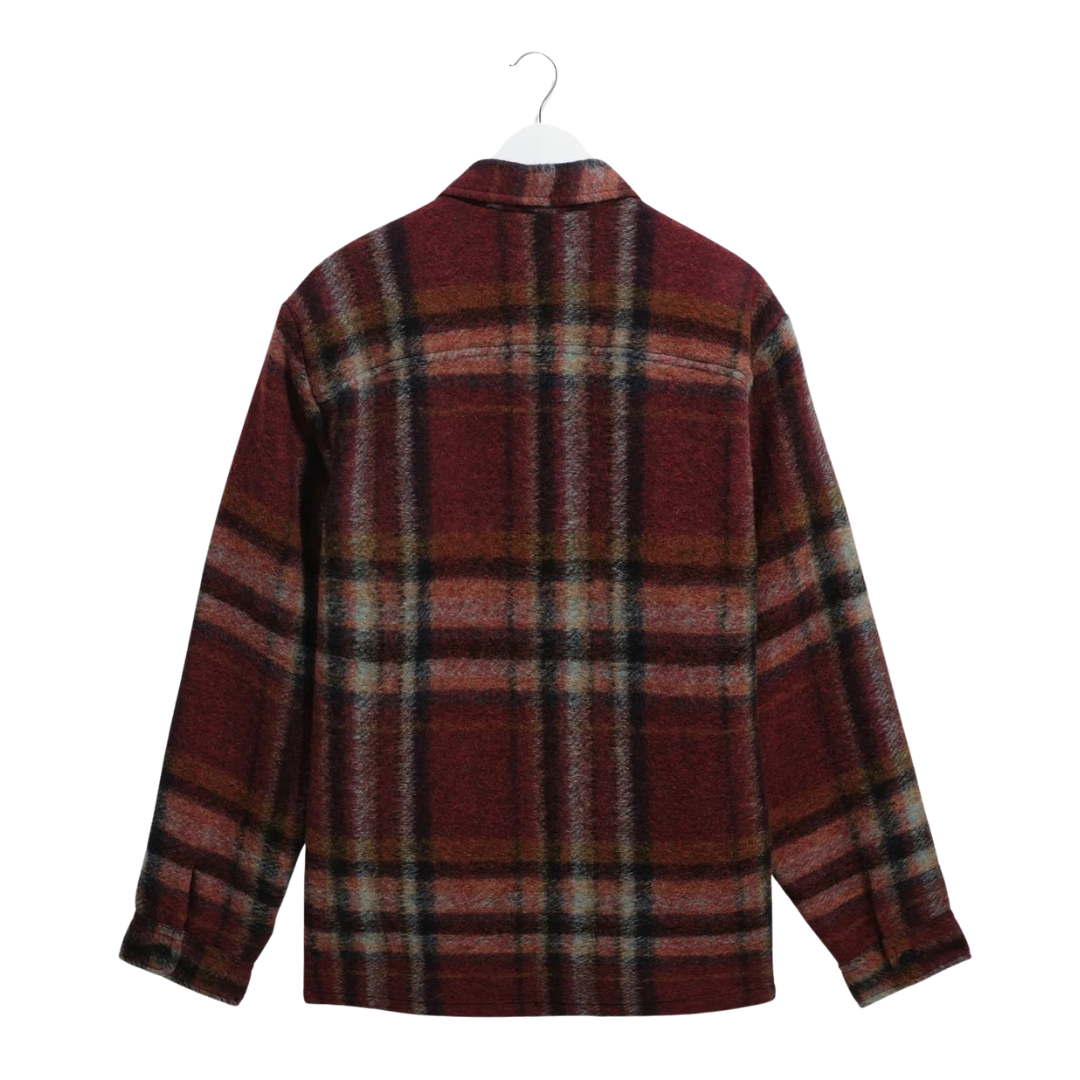 Wax London Whiting Overshirt in Burgundy & Multi