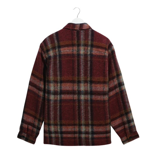 Wax London Whiting Overshirt in Burgundy & Multi
