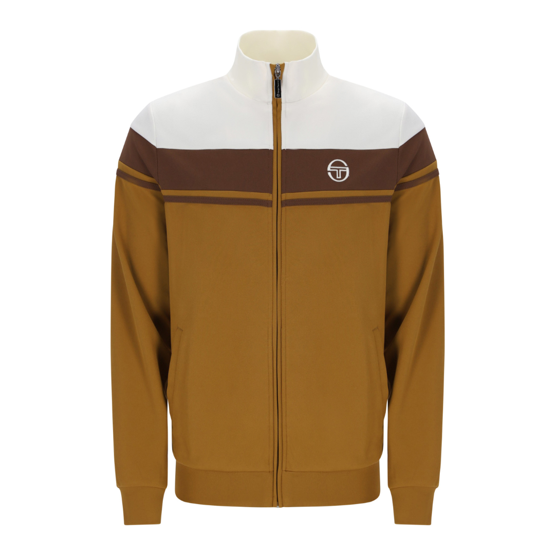 Sergio Tacchini Damarindo Track Top in Gardenia/Potting Soil/Golden Brown