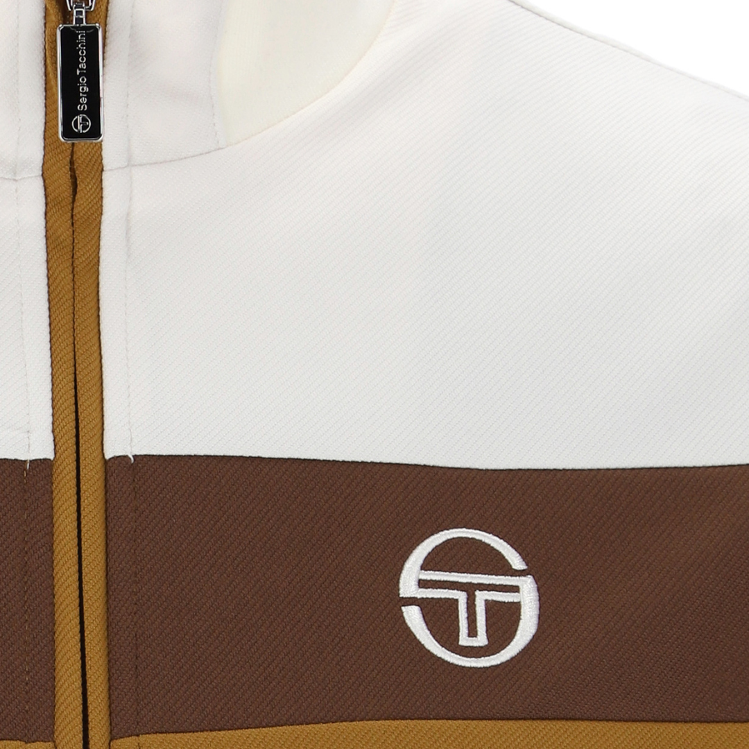 Sergio Tacchini Damarindo Track Top in Gardenia/Potting Soil/Golden Brown