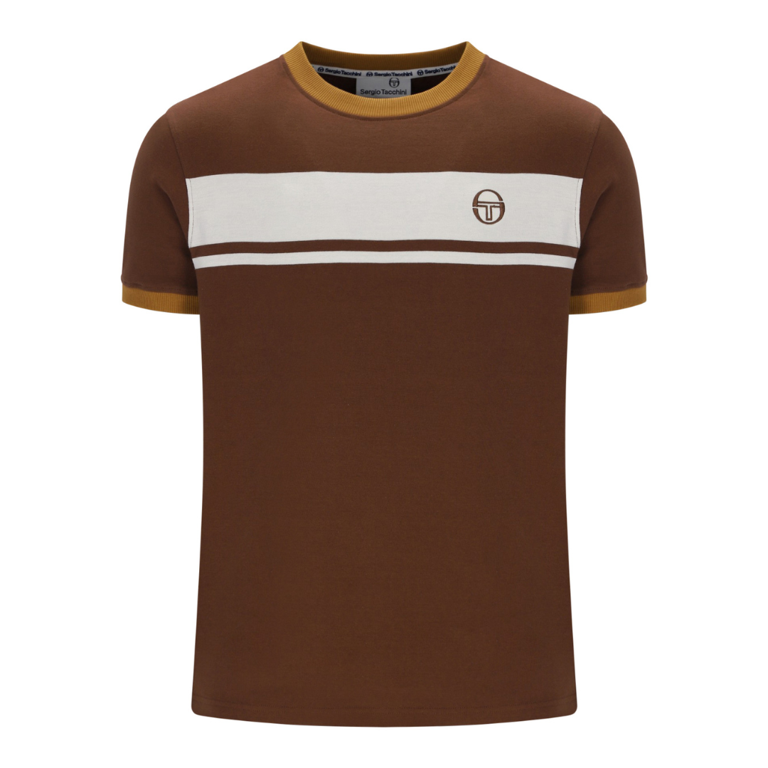 Sergio Tacchini Master T-Shirt in Potting Soil/Gardenia/Golden Brown