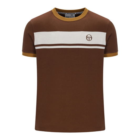 Sergio Tacchini Master T-Shirt in Potting Soil/Gardenia/Golden Brown