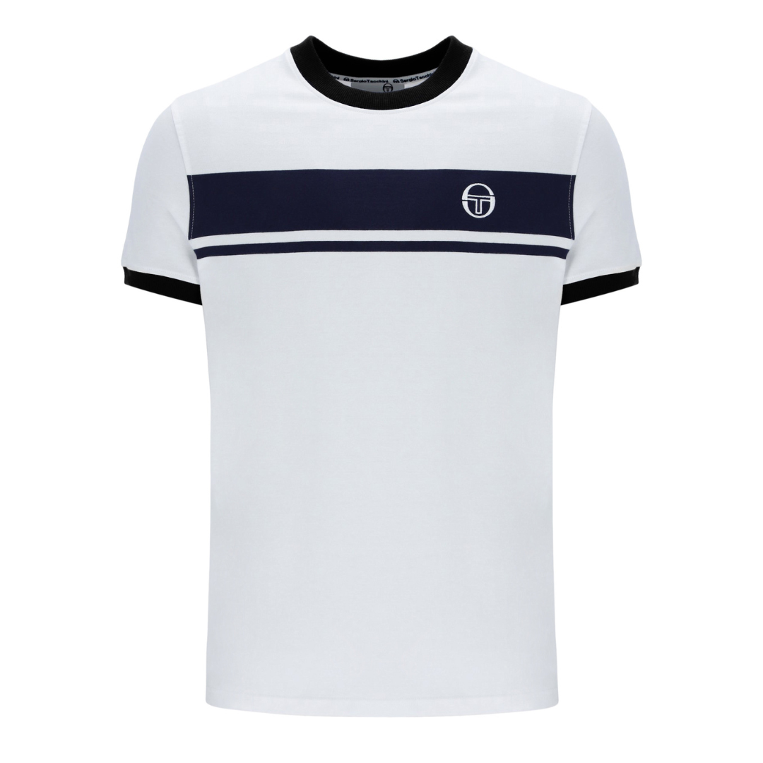 Sergio Tacchini Master T-Shirt in White/Maritime Blue/Black
