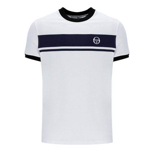 Sergio Tacchini Master T-Shirt in White/Maritime Blue/Black